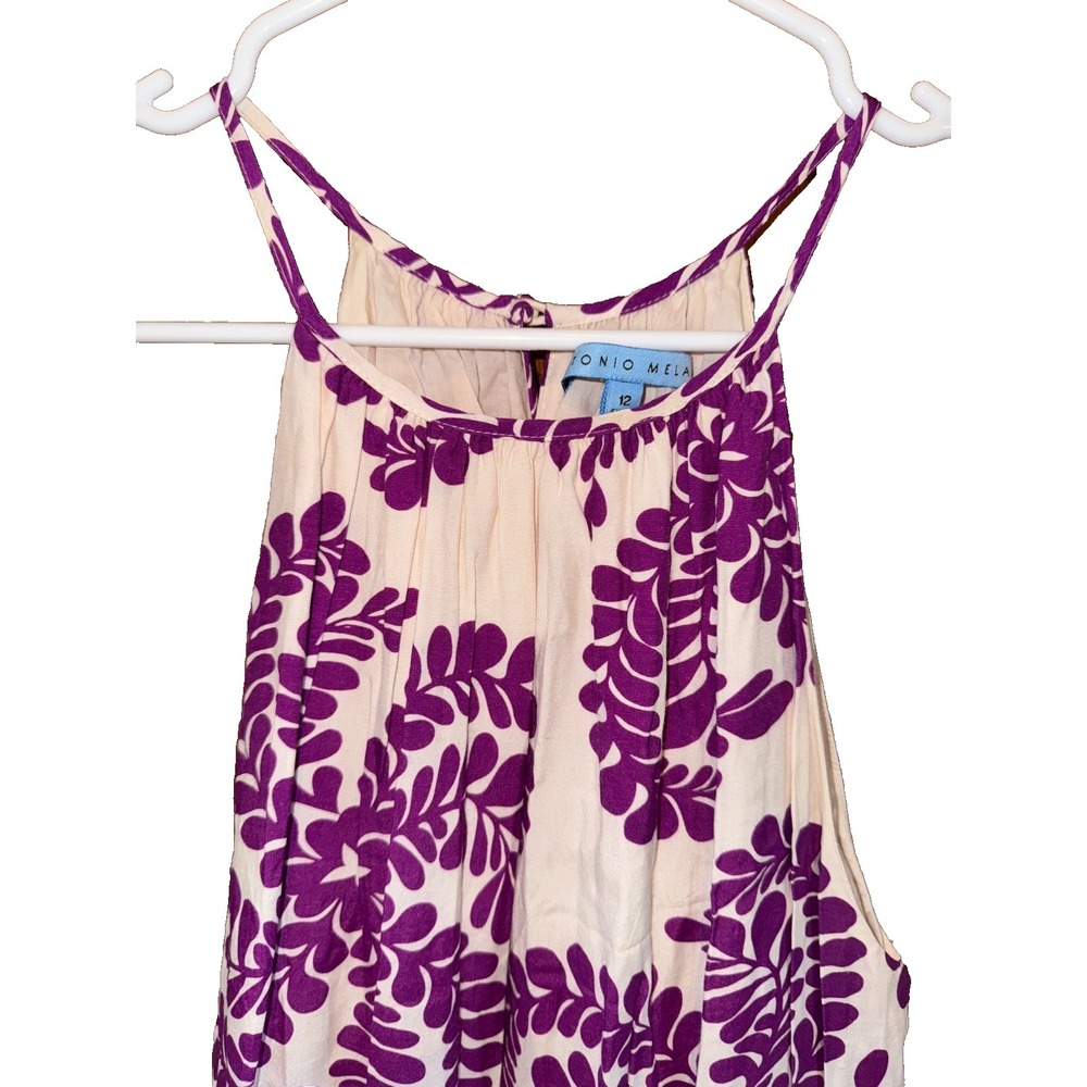 Antonio Melani Womens size 12 midi Alexa Dress purple Floral sleeveless tropical - Picture 3 of 7